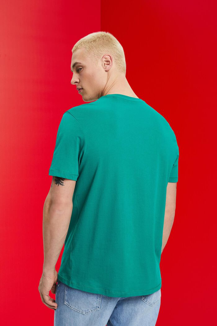 Sustainable cotton T-shirt with print, EMERALD GREEN, detail image number 3