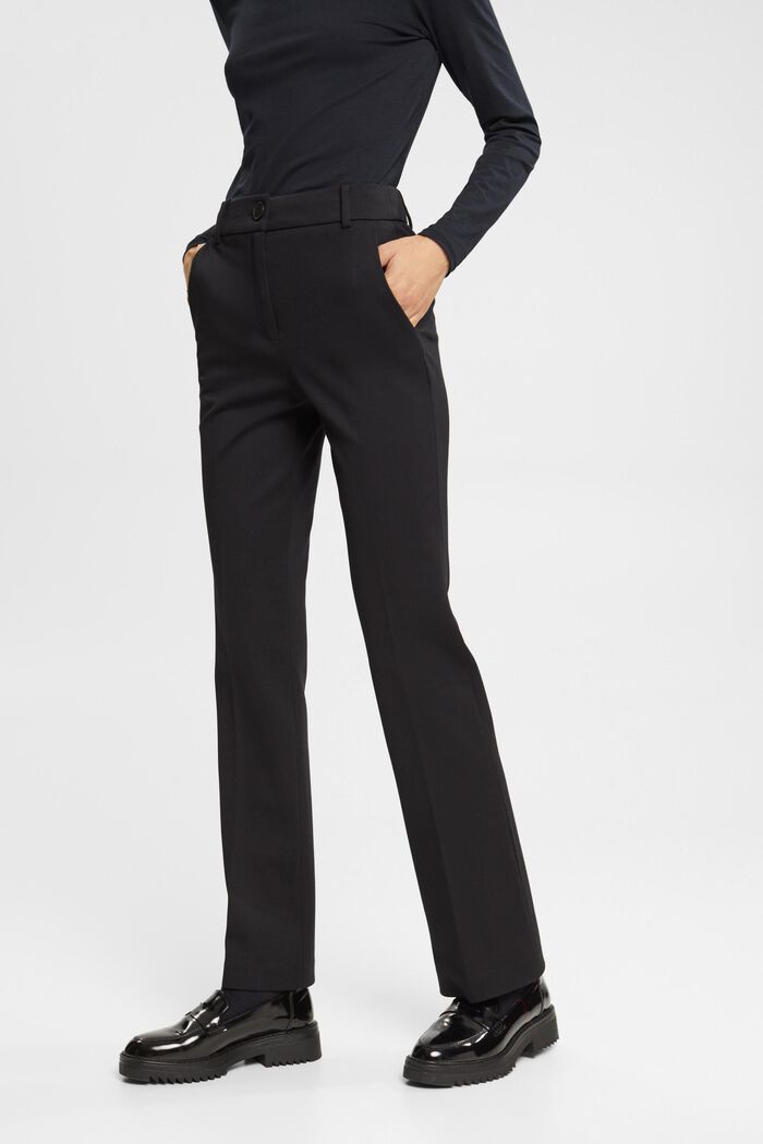 Stretchy high-rise bootcut trousers, BLACK, detail image number 0