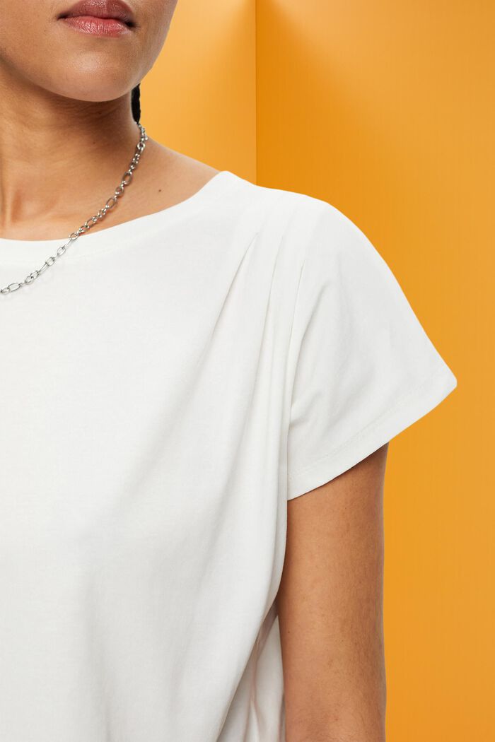 T-shirt with pleated details, OFF WHITE, detail image number 2
