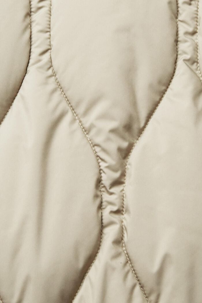 Quilted collarless jacket, PALE KHAKI, detail image number 6