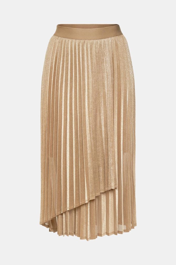 Pleated skirt with glitter effect, CREAM BEIGE, detail image number 7