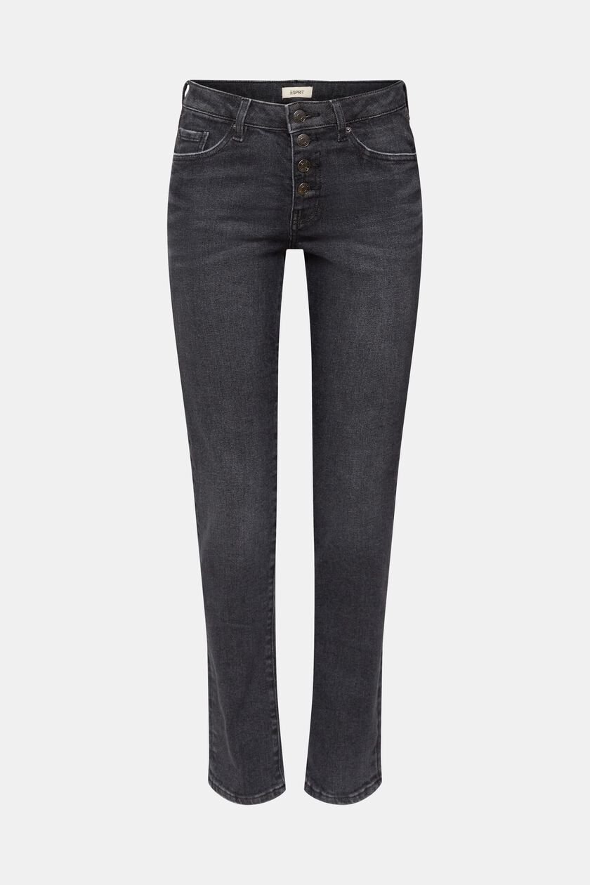 Mid-rise slim fit jeans with buttons