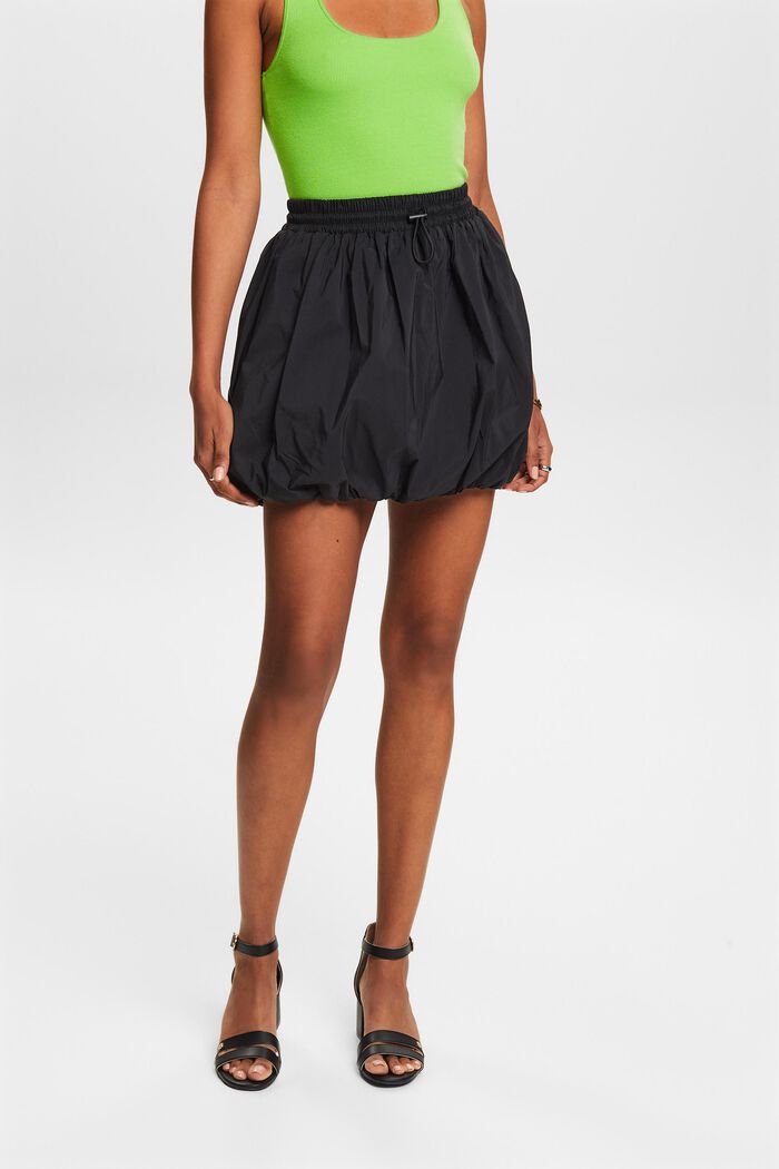 Bubble Hem Mini Skirt, BLACK, detail image number 0