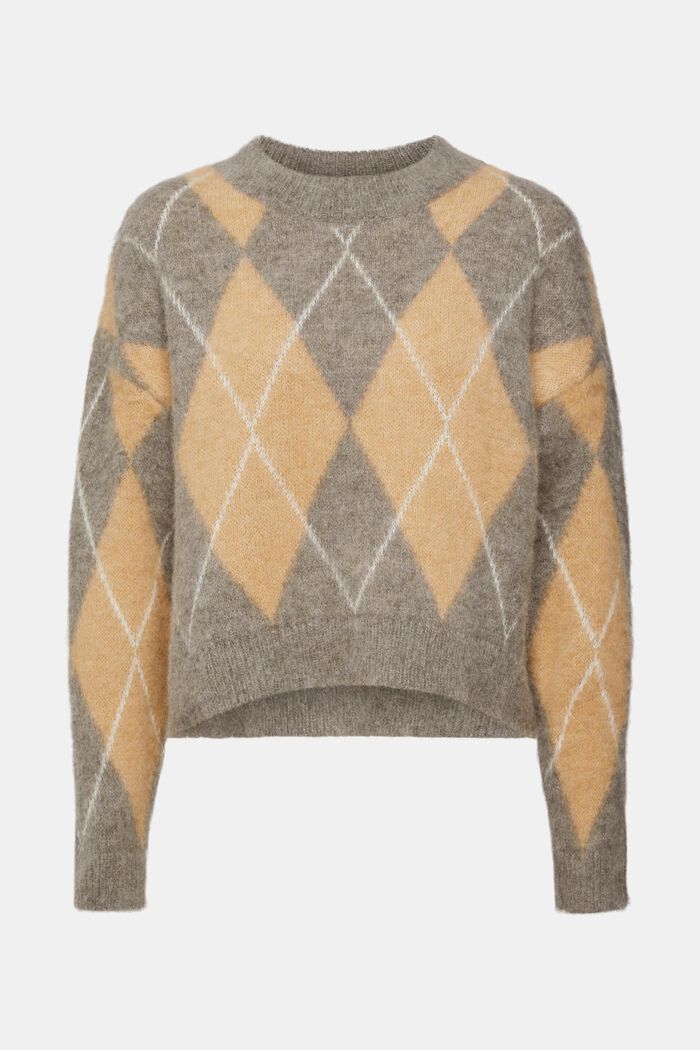 Argyle wool blend jumper, SAND, detail image number 6