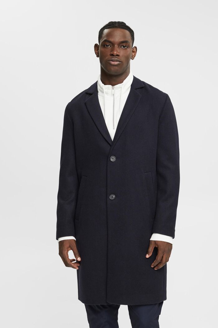 Wool blend coat, NAVY, detail image number 0