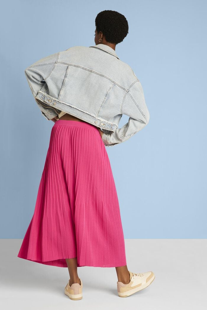 Pleated midi skirt, PINK FUCHSIA, detail image number 3