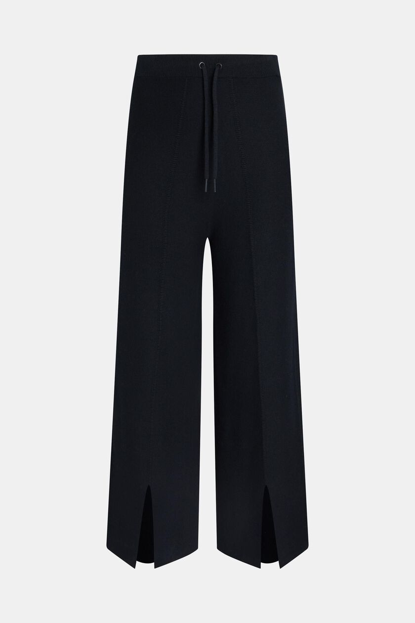 High-rise wide leg slit front trousers
