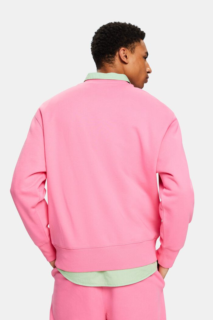 Unisex Cotton Fleece Logo Sweatshirt, PINK FUCHSIA, detail image number 2