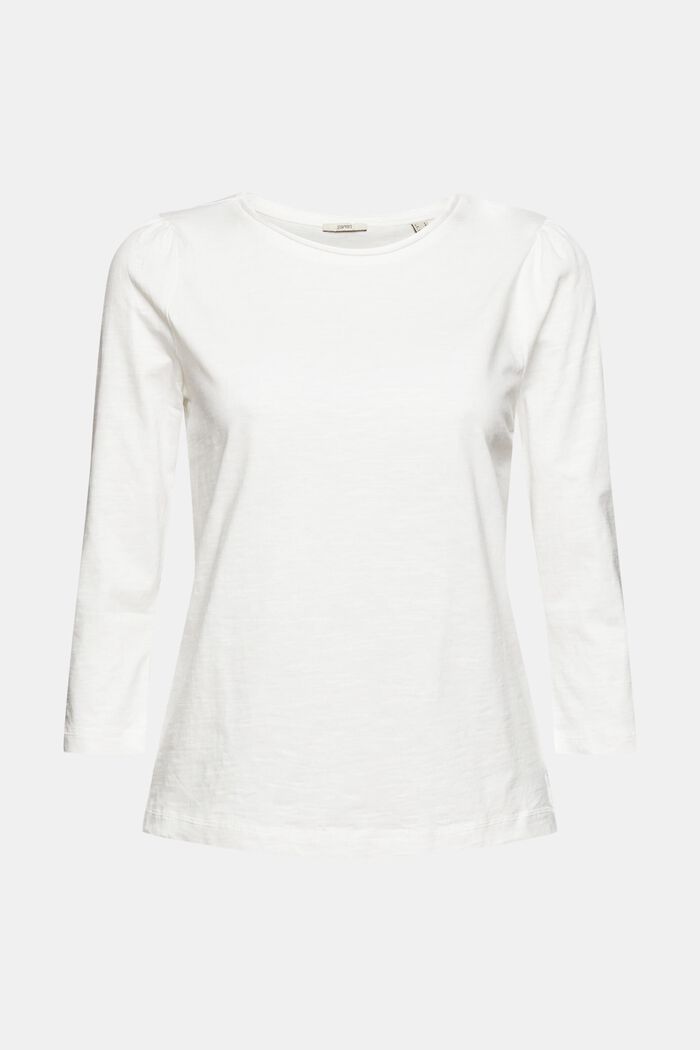 Long sleeve cotton top, OFF WHITE, detail image number 5