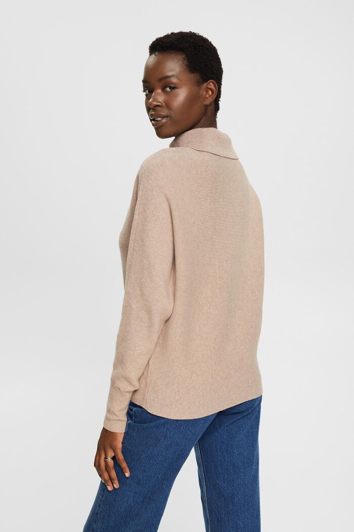 Batwing jumper with polo neck, LIGHT TAUPE, detail image number 3
