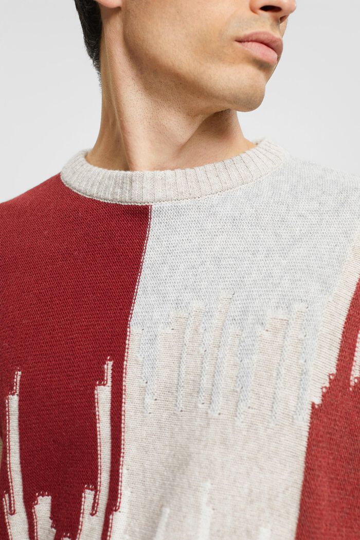 Jacquard jumper with wool blend, CREAM BEIGE, detail image number 2