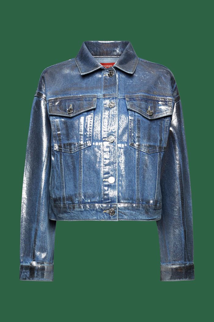 Metallic Denim Jacket, GREY RINSE, detail image number 7