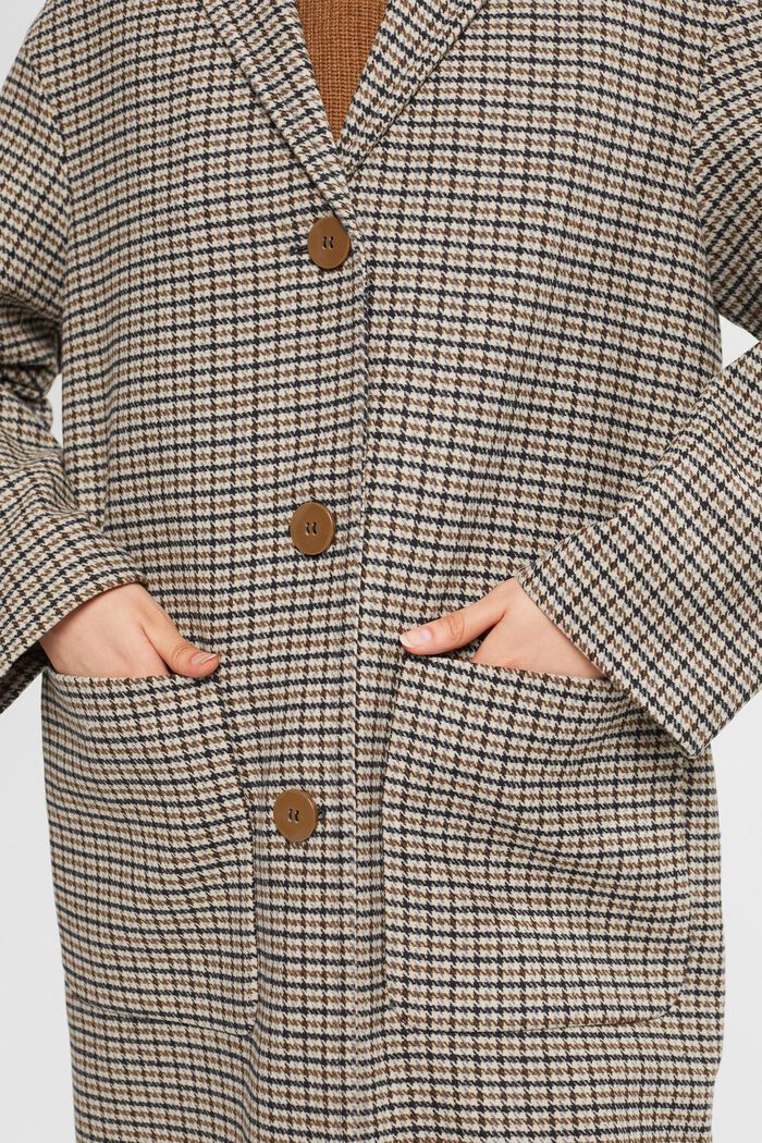 Knit Houndstooth Coat, CREAM BEIGE, detail image number 0