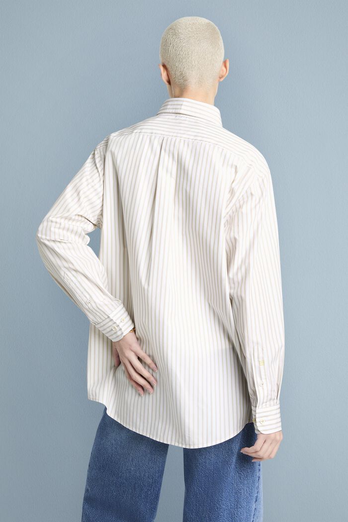 Striped Cotton-Poplin Shirt, LIGHT GREY, detail image number 1
