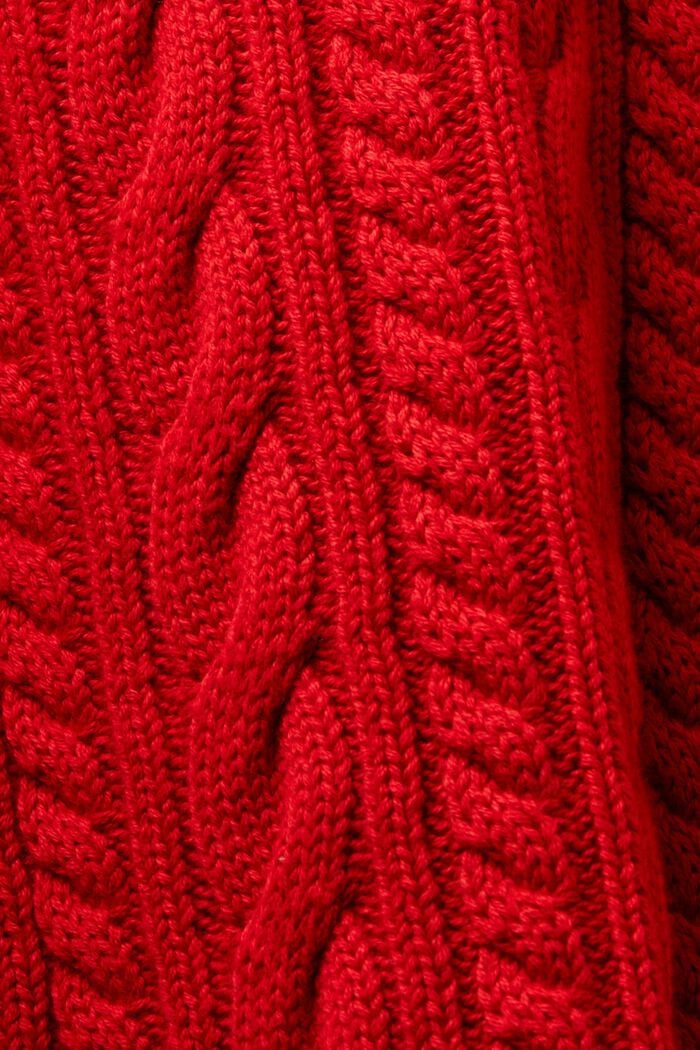 Organic Cotton Cable Knit Cardigan, DARK RED, detail image number 5