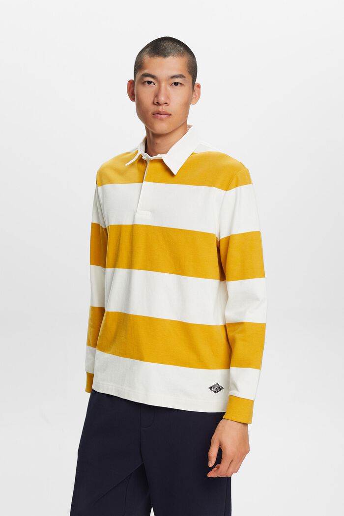 Striped Rugby Shirt, AMBER YELLOW, detail image number 0