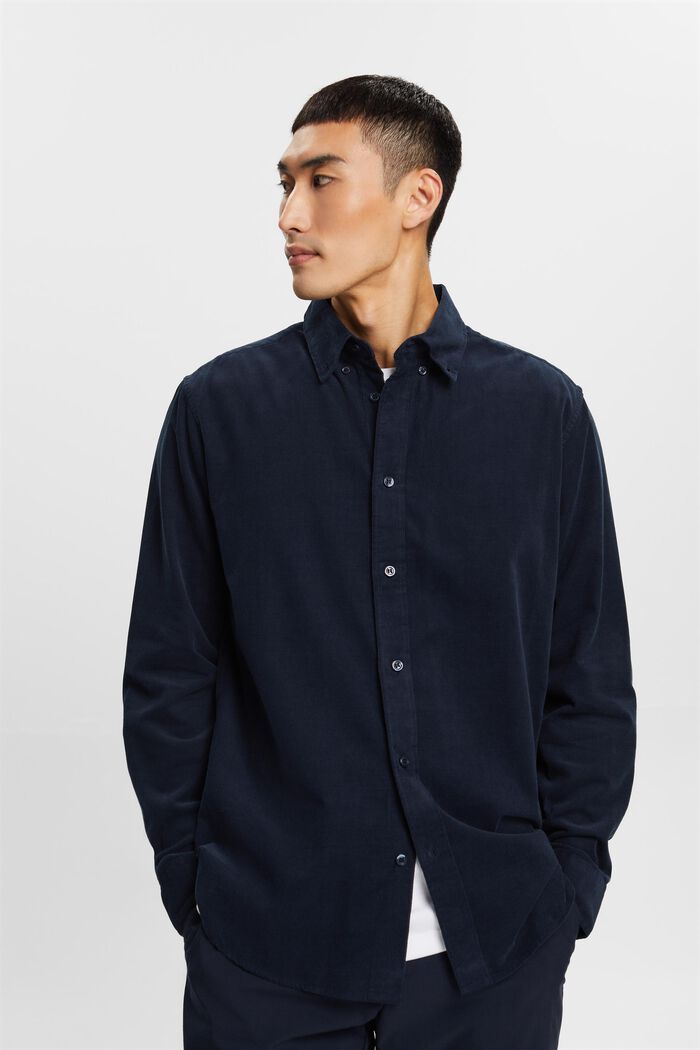 Corduroy shirt, 100% cotton, PETROL BLUE, detail image number 0
