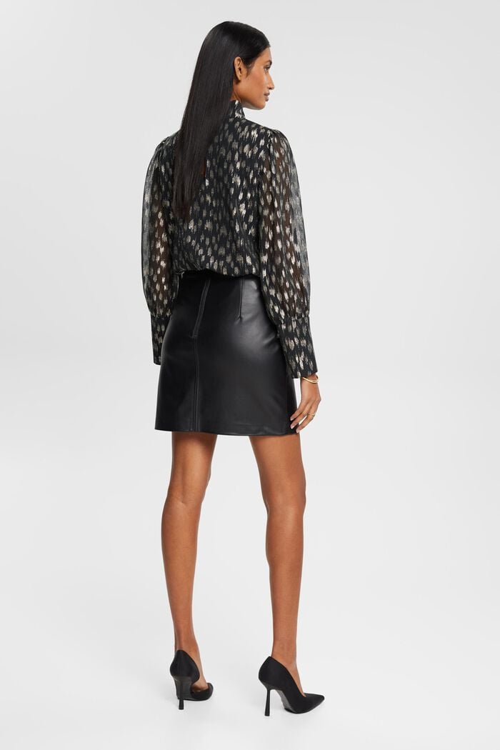 Faux leather mini skirt, BLACK, detail image number 3