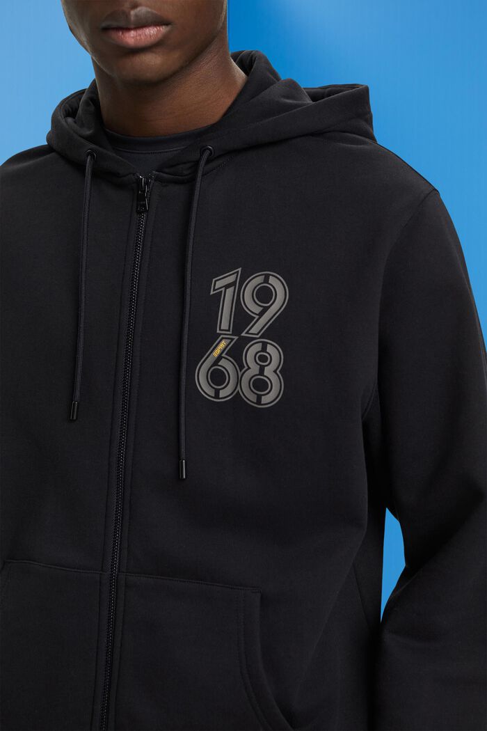 Full-length zip hoodie, BLACK, detail image number 2