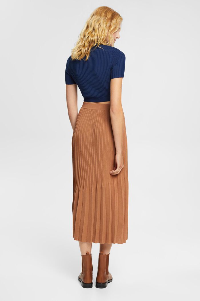 Pleated midi skirt, BROWN, detail image number 3