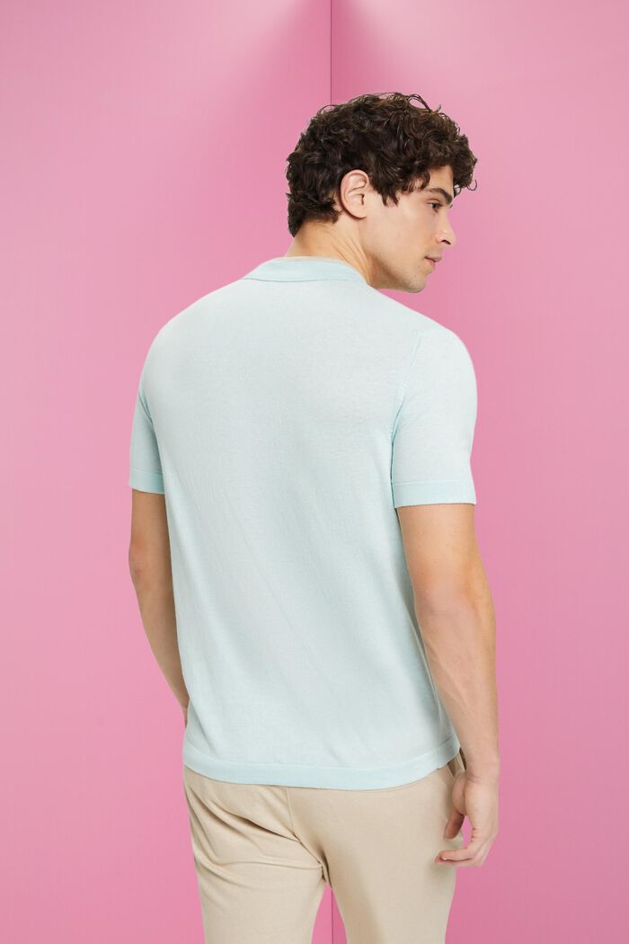 Blended TENCEL and sustainable cotton polo shirt, LIGHT AQUA GREEN, detail image number 3