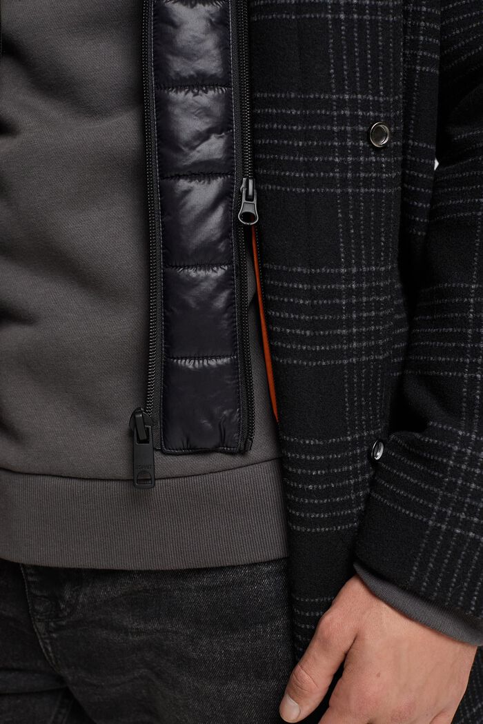 Padded wool blend coat with detachable lining, ANTHRACITE, detail image number 2