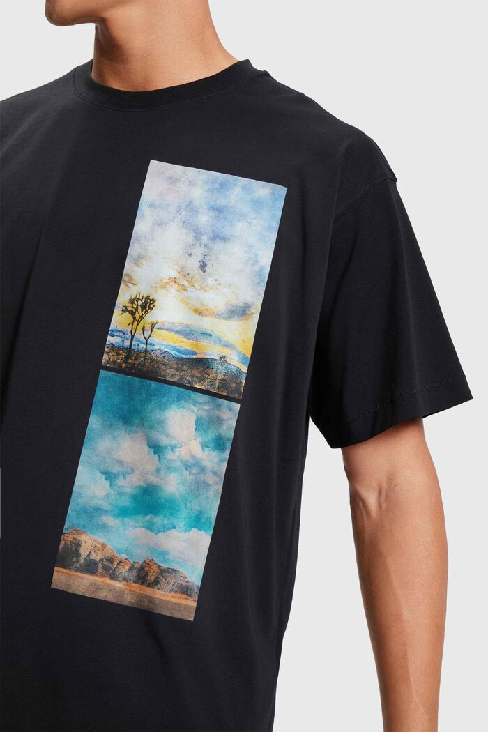Stacked landscape print t-shirt, BLACK, detail image number 2