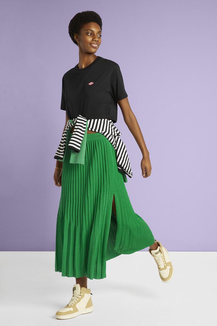 Pleated midi skirt, GREEN, detail image number 1