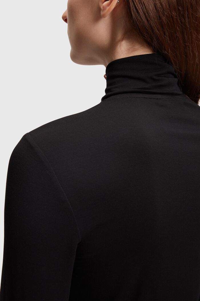 Long-sleeved roll neck top, TENCEL™, BLACK, detail image number 2