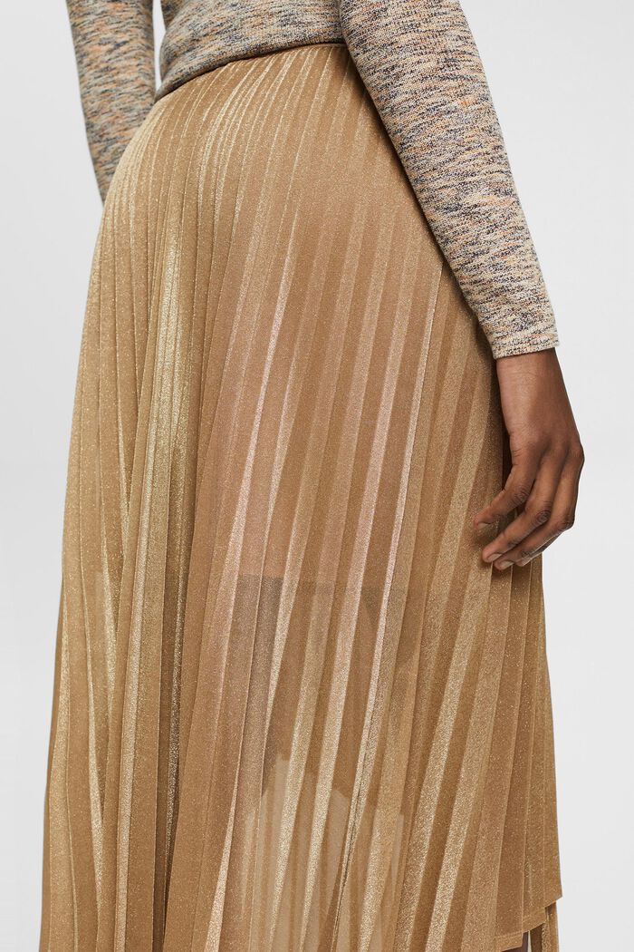 Pleated skirt with glitter effect, CREAM BEIGE, detail image number 3
