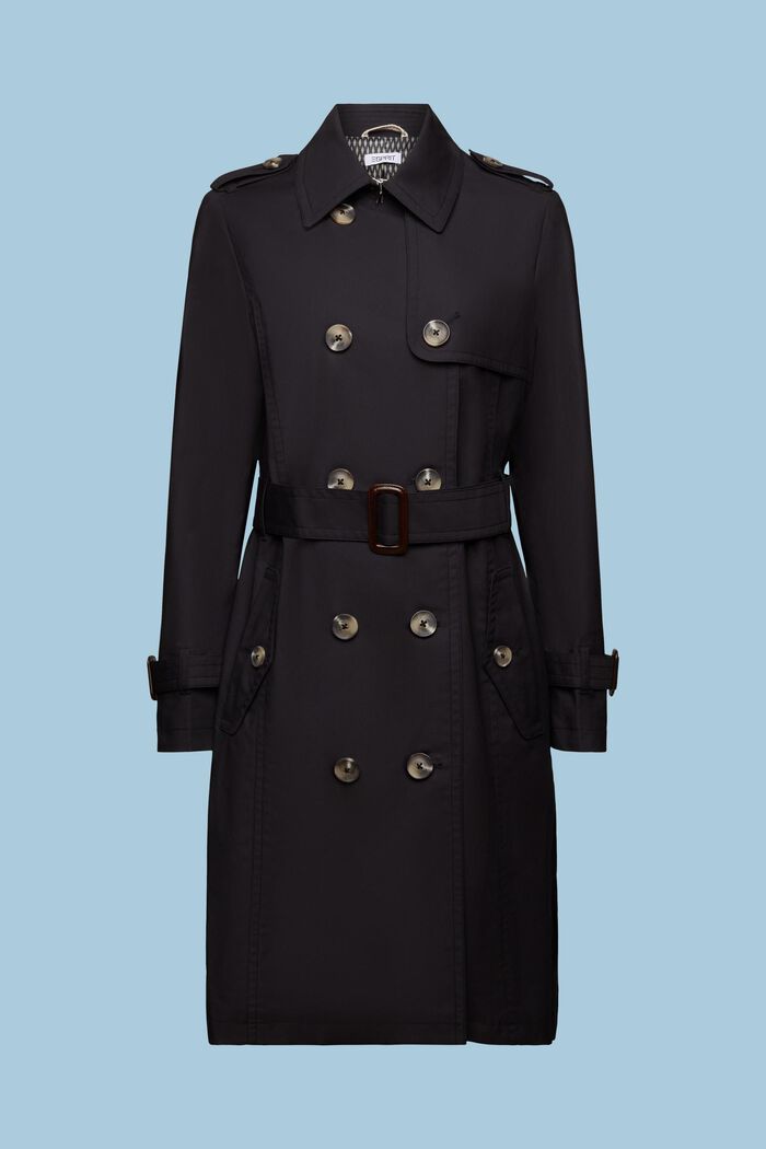 Belted Double-Breasted Trench Coat, BLACK, detail image number 6