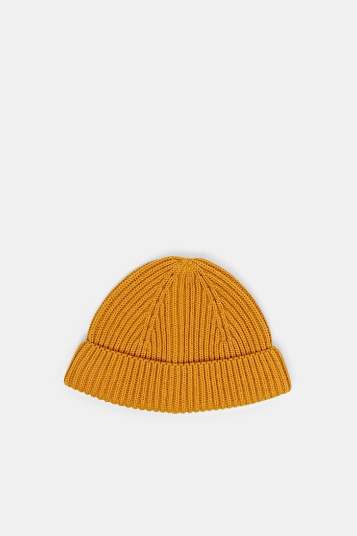 Rib-knit beanie, 100% cotton, AMBER YELLOW, detail image number 0