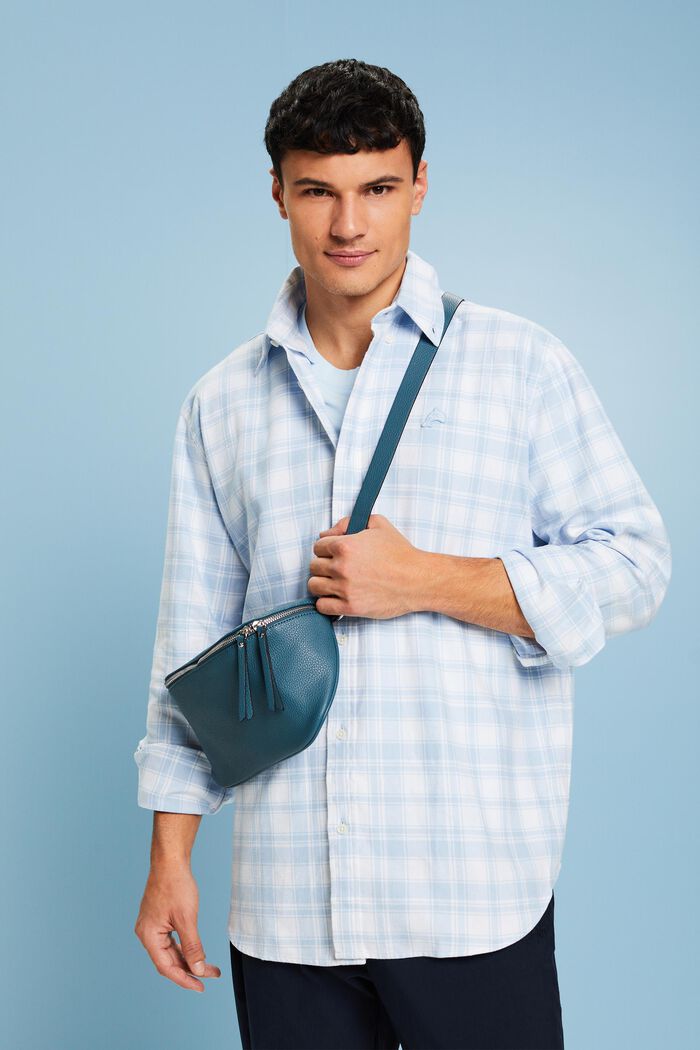 Plaid flannel shirt, LIGHT BLUE, detail image number 1