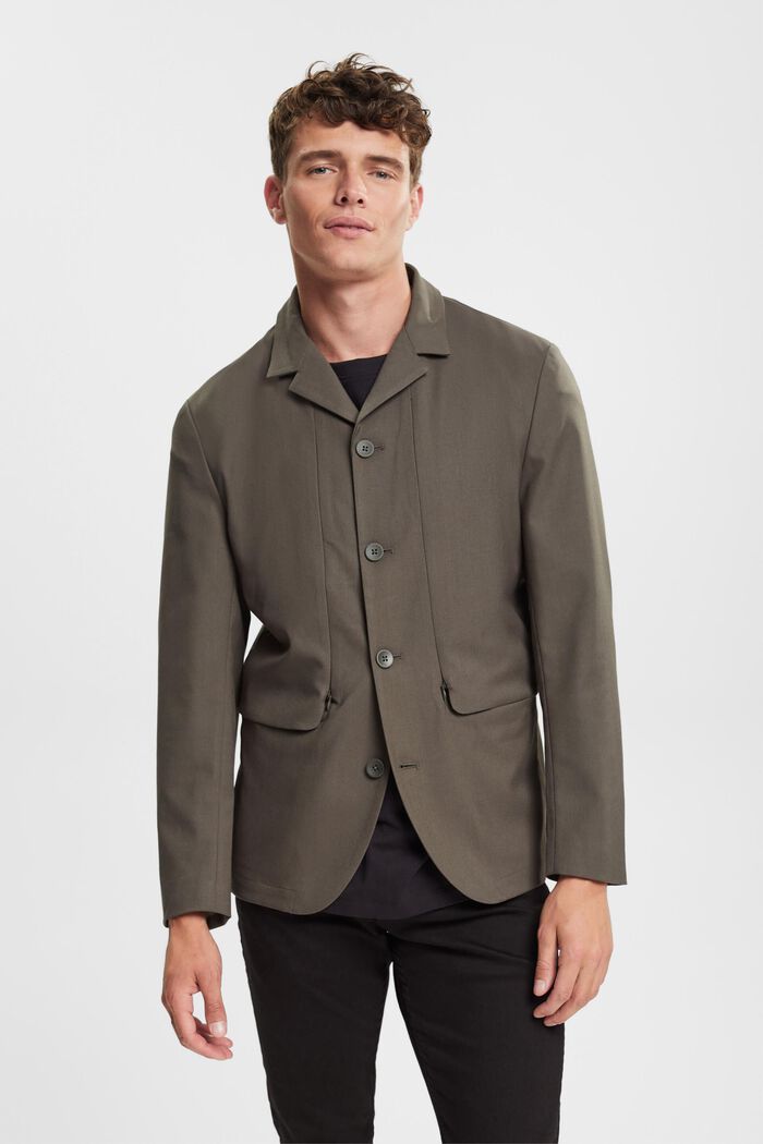 Made of recycled material: breathable tailored jacket, DARK KHAKI, detail image number 1
