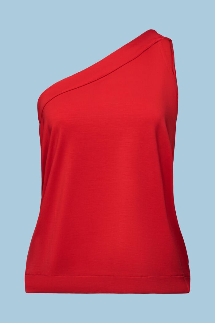 One-Shoulder Jersey Top, DARK RED, detail image number 5