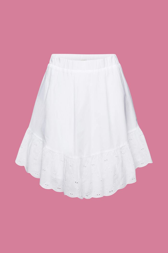 Embroidered Cotton Mini Skirt, WHITE, detail image number 6