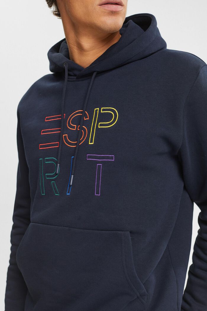 Made of recycled material: hoodie with logo embroidery, NAVY, detail image number 0