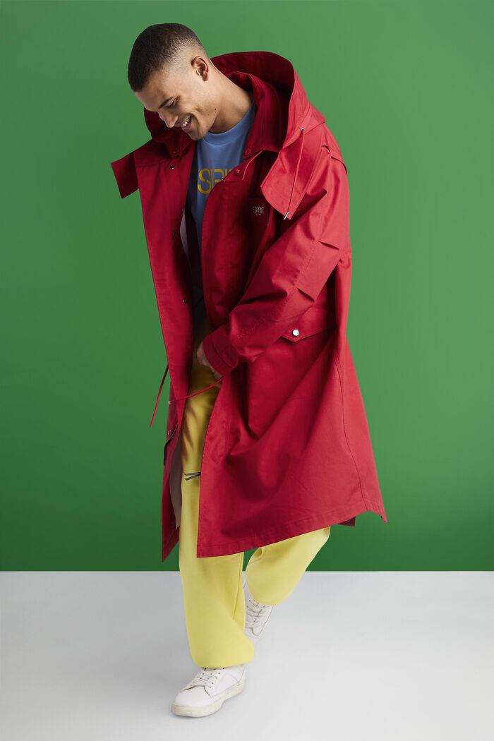 Detachable Sleeve Hooded Parka, DARK RED, detail image number 1