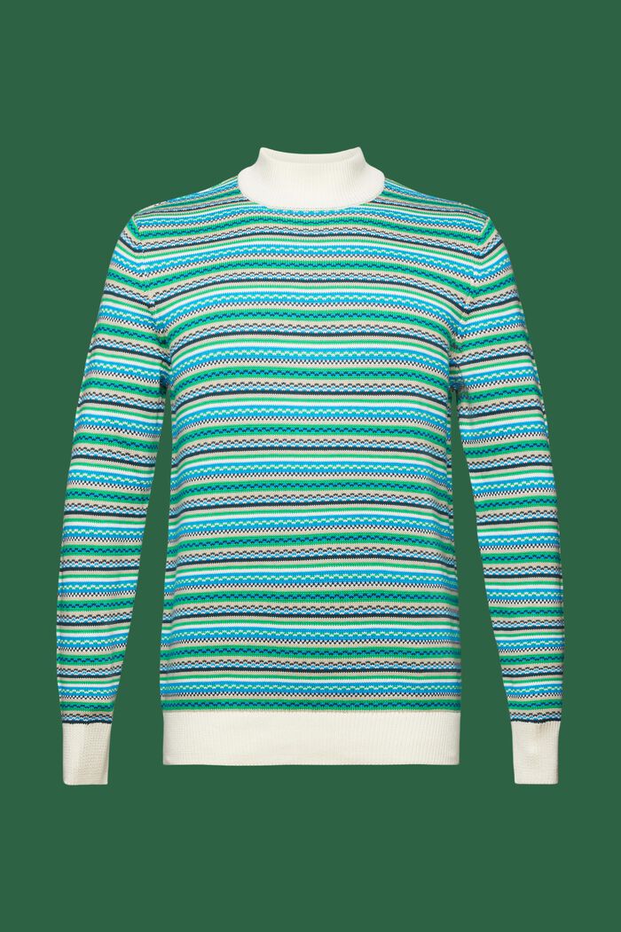 Cotton Jacquard Mock Neck Sweater, ICE, detail image number 7