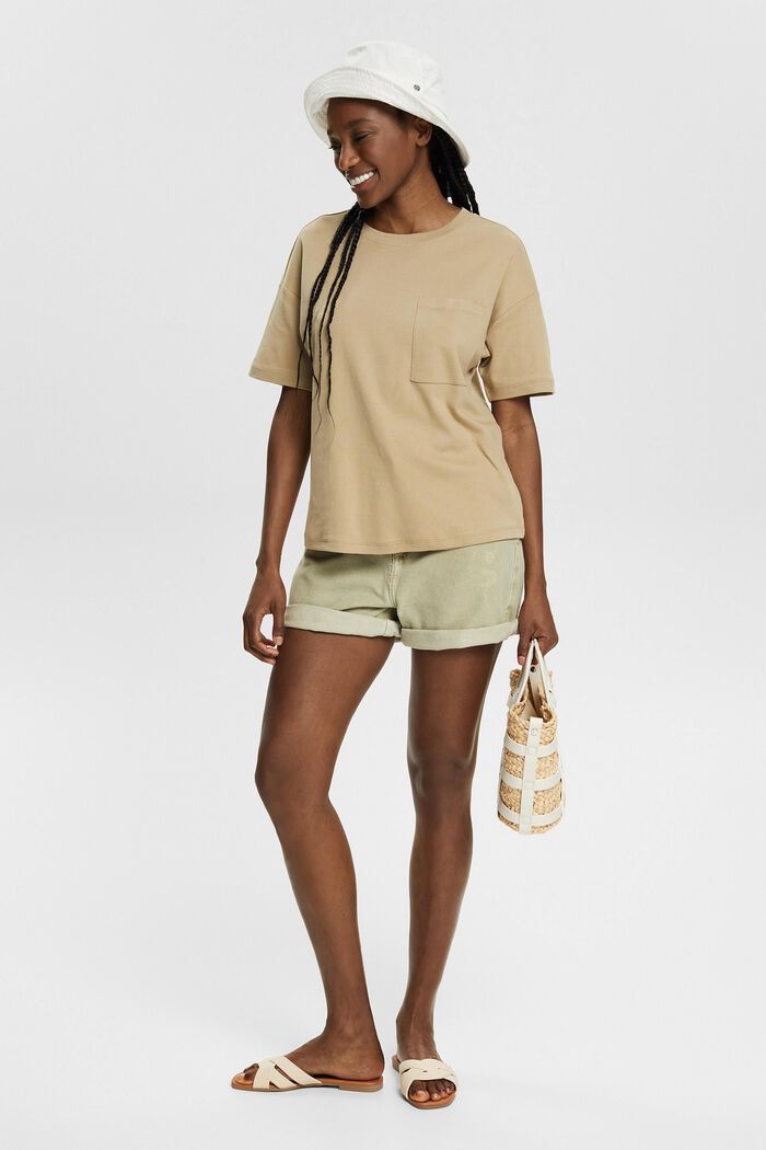 T-shirt with a breast pocket, PALE KHAKI, detail image number 1
