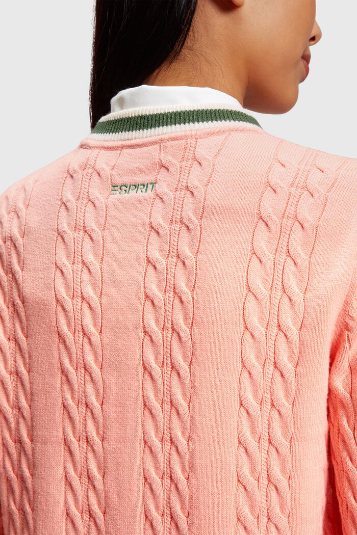 Dolphin Logo Cable Knit Sweater, PINK, detail image number 4