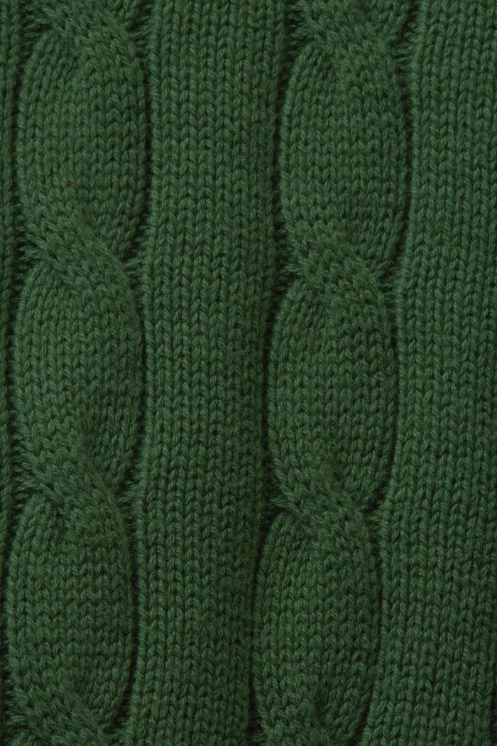 Logo Appliqué Cable Knit Sweater, EMERALD GREEN, detail image number 5