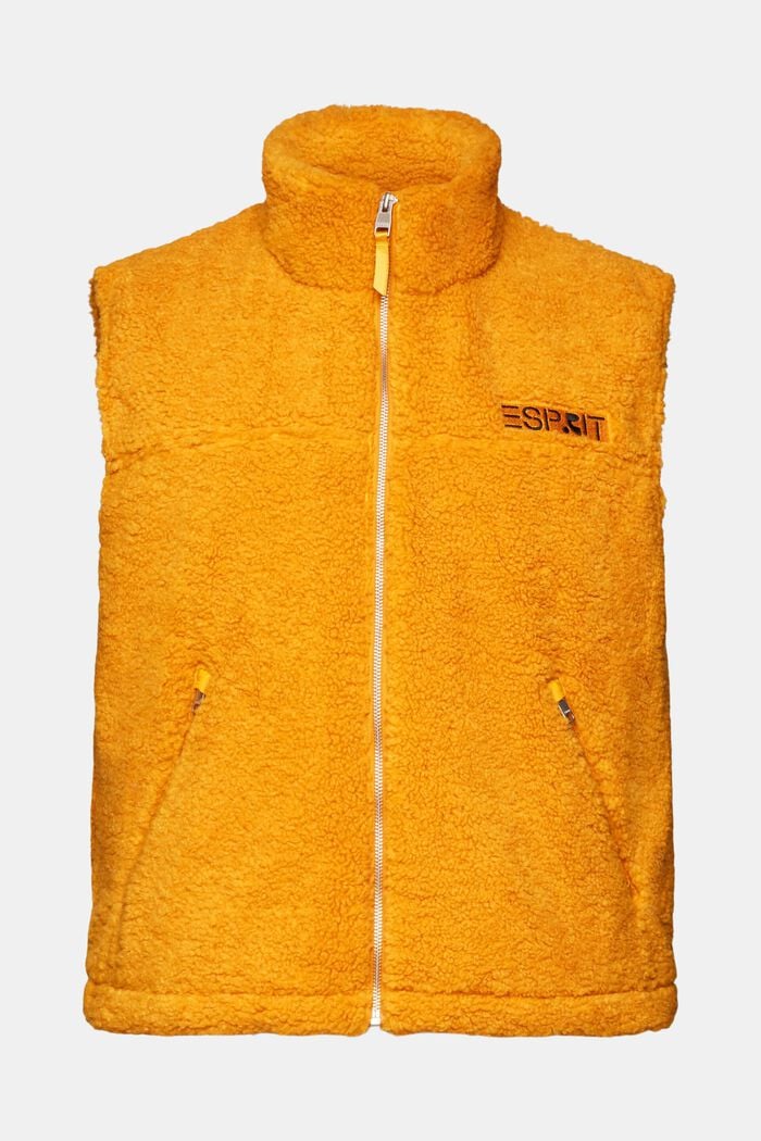 Teddy borg gilet with embroidered logo, YELLOW, detail image number 2