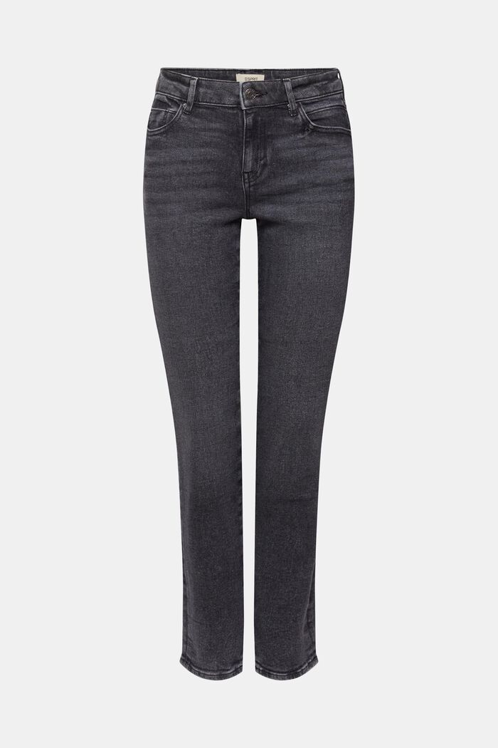 High-rise straight leg stretch jeans, GREY DARK WASHED, detail image number 6