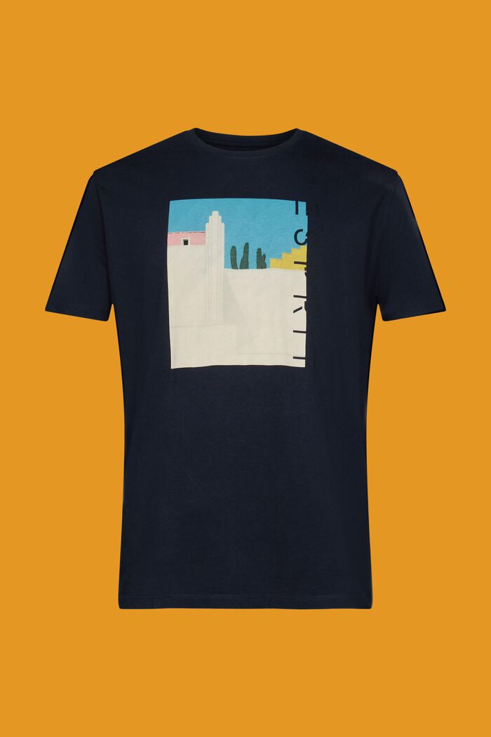 Cotton t-shirt with front print, NAVY, detail image number 5