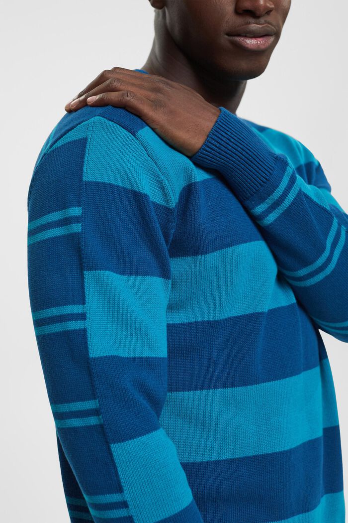 Rib-knit jumper, 100% cotton, PETROL BLUE, detail image number 0