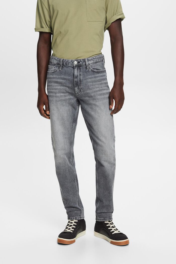 Mid-Rise Regular Tapered Jeans, GREY MEDIUM WASHED, detail image number 0