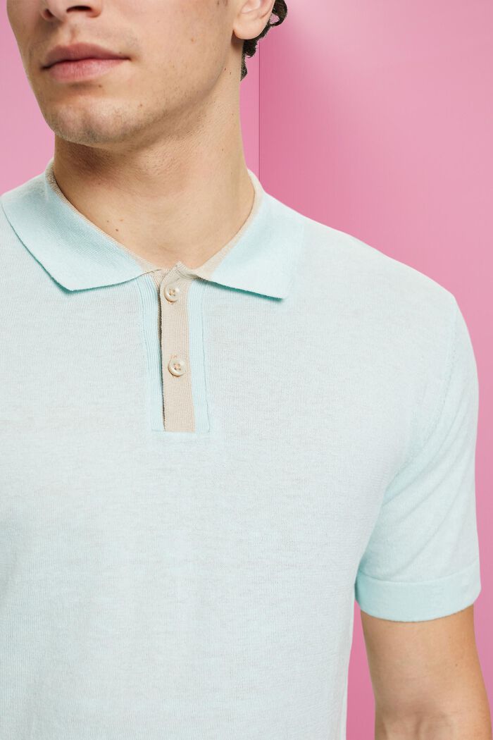Blended TENCEL and sustainable cotton polo shirt, LIGHT AQUA GREEN, detail image number 2