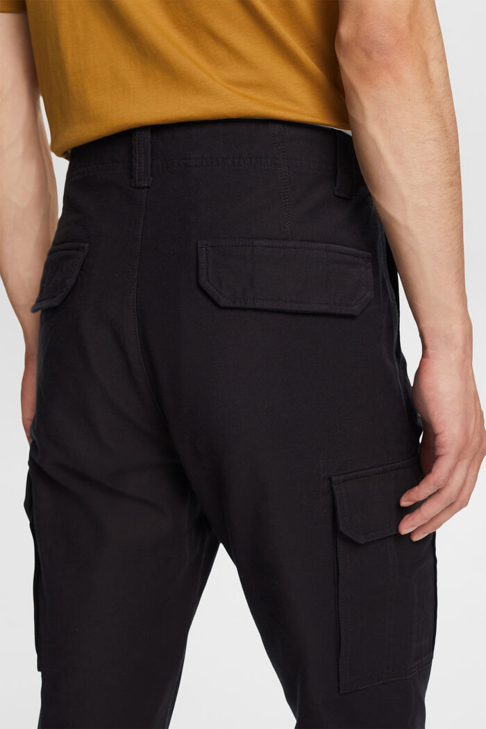 Washed cargo trousers, 100% cotton, BLACK, detail image number 4