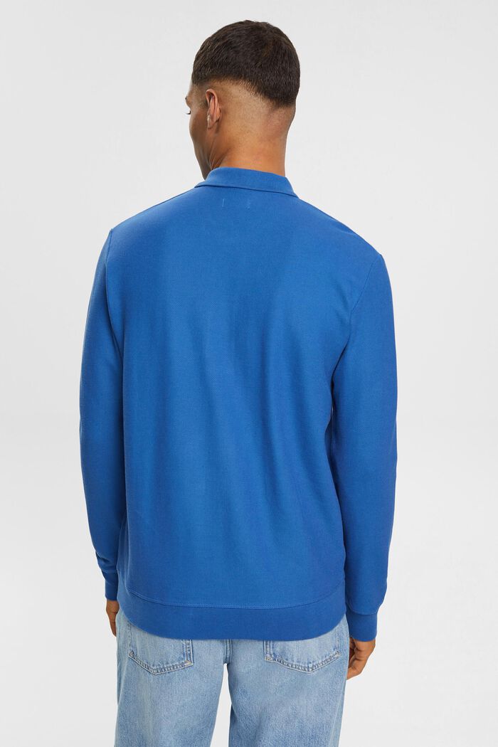 Long sleeve piqué polo shirt, BLUE, detail image number 4